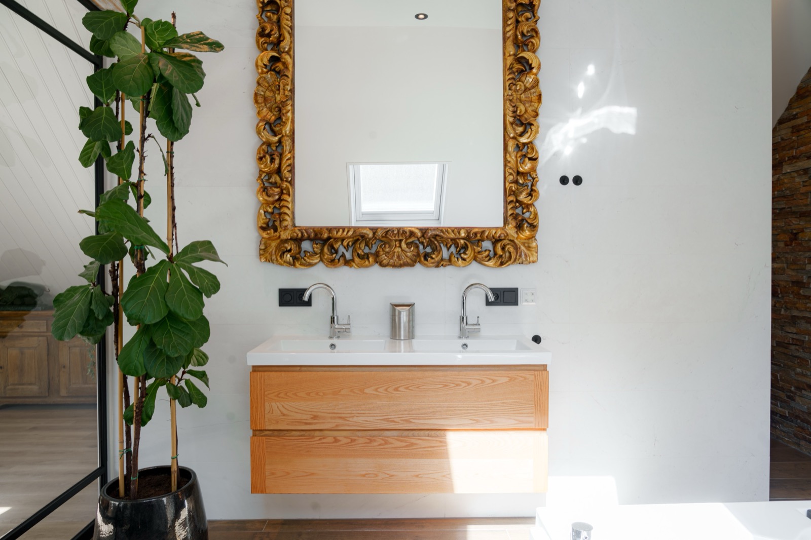 Badkamer dubbele wastafel